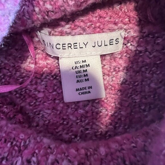 Sincerely Jules Womens Cozy Pink Cowl Neck Crop Bell Sleeve Sweater M Boho - Picture 2 of 9